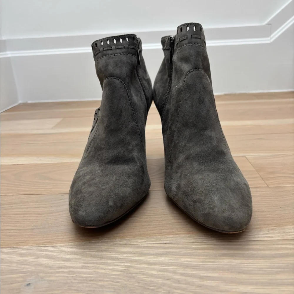 Vince Camuto Charcoal Suede Cutout Ankle Booties - Size 11